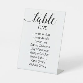 Elegantes Schwarzes Skript-Hochzeitstabelle Sockelschild