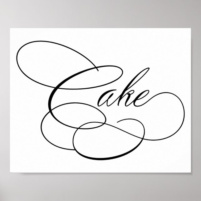 Elegantes, schwarzes Skript | Horizontale Tabelle Poster (Vorne)