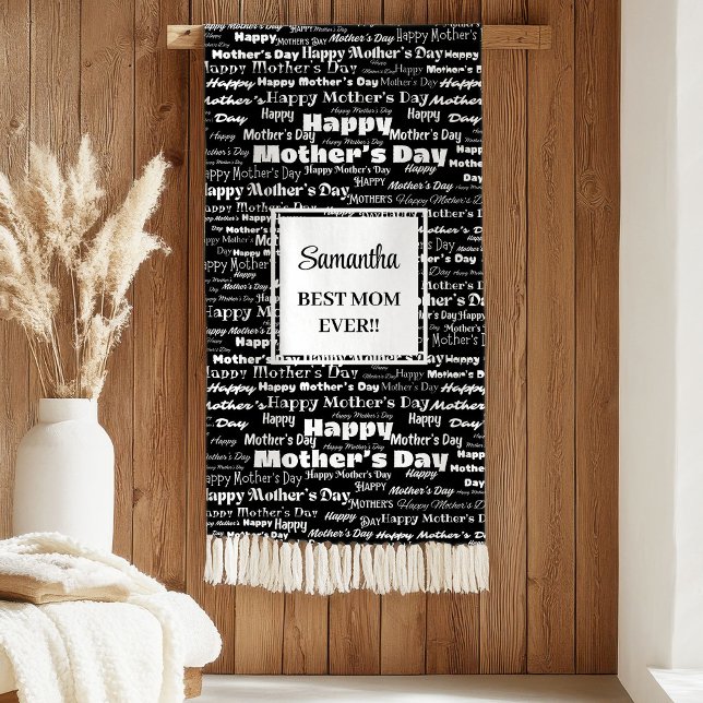 Elegantes Schwarzes Skript Muttertags-Personalisie Sherpadecke (Graceful Black Script Mother’s Day Personalized Sherpa Blanket)