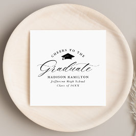 Elegantes schwarzes Skript ruft den Graduate an Serviette