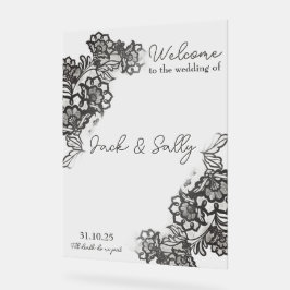 Elegantes Schwarzes Spitzen Akryllisches Zeichen Acrylschild