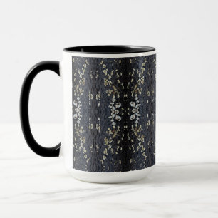 Elegantes schwarzes Spitzen-Baumrinden-Muster Tasse
