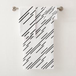 Elegantes Schwarzes Streifen Muster Weiß Badhandtuch Set