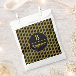 Elegantes Schwarzes Streifen-Split Monogramm Geschenktütchen