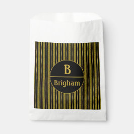 Elegantes Schwarzes Streifen-Split Monogramm Geschenktütchen