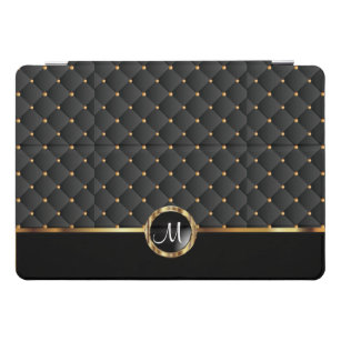 Elegantes Schwarzes Textur- und Goldmuster - Monog iPad Pro Cover