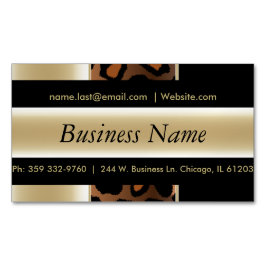 Elegantes Schwarzes u. Champagne-Leopard Magnetische Visitenkarte