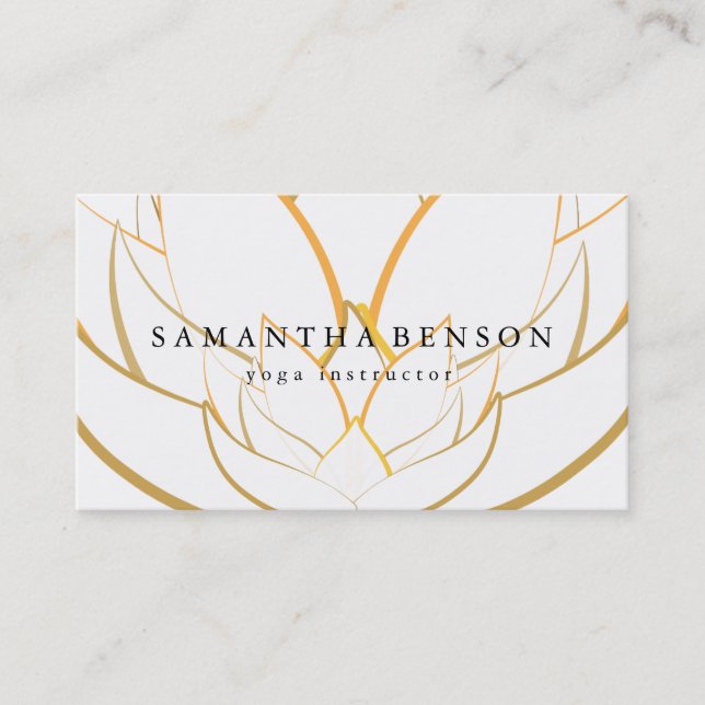 Elegantes schwarzes u. weißes Blumen-Logo-Yoga Visitenkarte (Vorderseite)