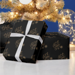 Elegantes Schwarzes und Gold Weihnachten Geschenkpapier