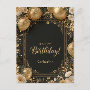 Elegantes Schwarzes und Goldenes Alles Gute zum Ge Feiertagspostkarte