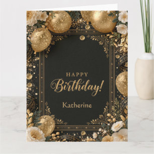 Elegantes Schwarzes und Goldenes Alles Gute zum Ge Karte