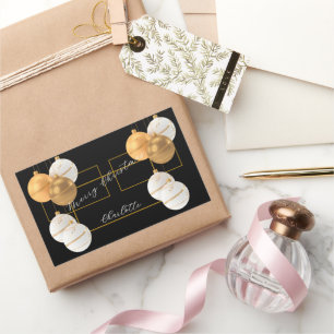 Elegantes Schwarzes und Goldenes Frohes Weihnachts Rechteckiger Aufkleber
