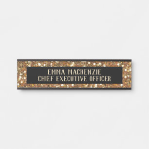 Elegantes schwarzes und goldenes glamouröses Namen Türschild