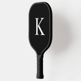 Elegantes schwarzes und graues Monogramm-Initial Pickleball Schläger