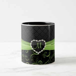 Elegantes Schwarzes und Peridot-grünes Zweifarbige Tasse