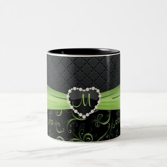 Elegantes Schwarzes und Peridot-grünes Zweifarbige Tasse (Mittel)