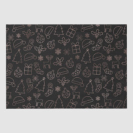 Elegantes Schwarzes und Rose Goldenes Foil Weihnac Seidenpapier
