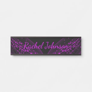 Elegantes schwarzes und violettes glitzerndes Büro Türschild