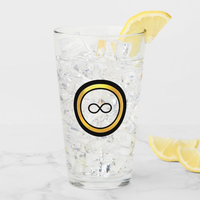 Elegantes Schwarzes Unendlichkeitssymbol Glas (Rückseite Ice)