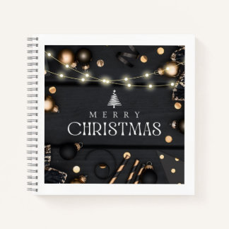 Elegantes schwarzes Weihnachts-Spiral-Notizbuch Notizbuch