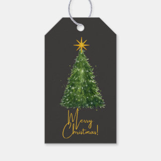 Elegantes schwarzes Weihnachtsbaum-Geschenk-Tag  Geschenkanhänger