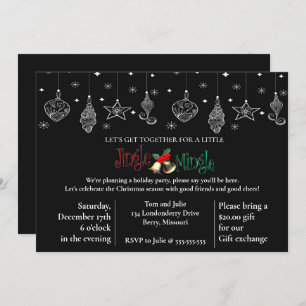 Elegantes Schwarzes Weihnachtsdesign Einladung