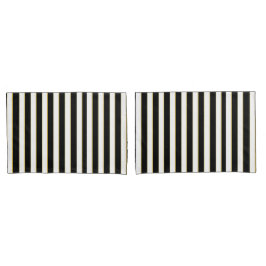 Elegantes schwarzes, weißes Goldgestreiftes Kissenbezug