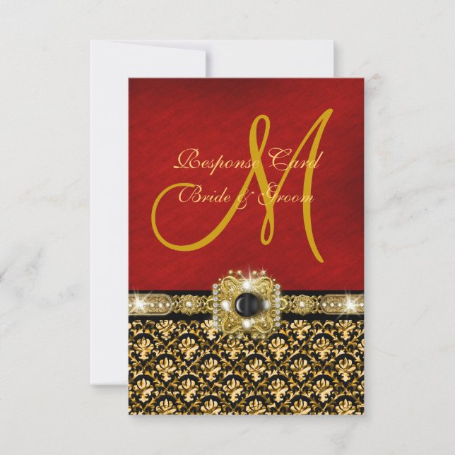 Elegantes Schwarzgold RSVP Karte (Vorderseite)