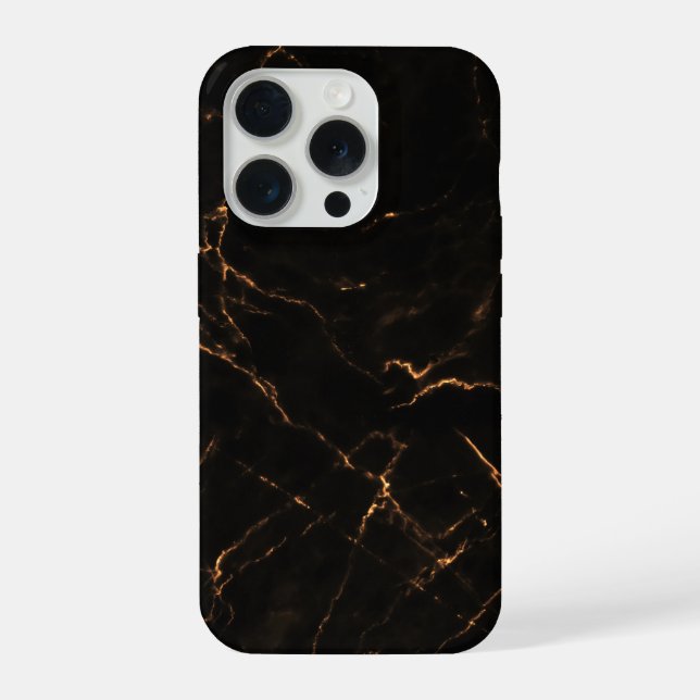 Elegantes Schwarzstein-Marmor-Muster iPhone Hülle (Rückseite)