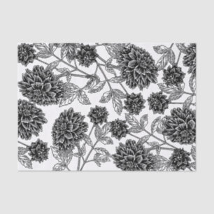 Elegantes Schwarzweiss-Blumen Seidenpapier