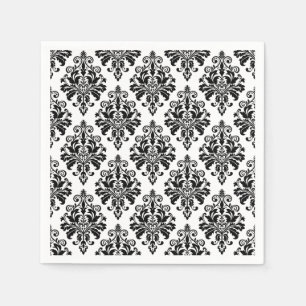 Elegantes Schwarzweiss-Damast-Muster Serviette