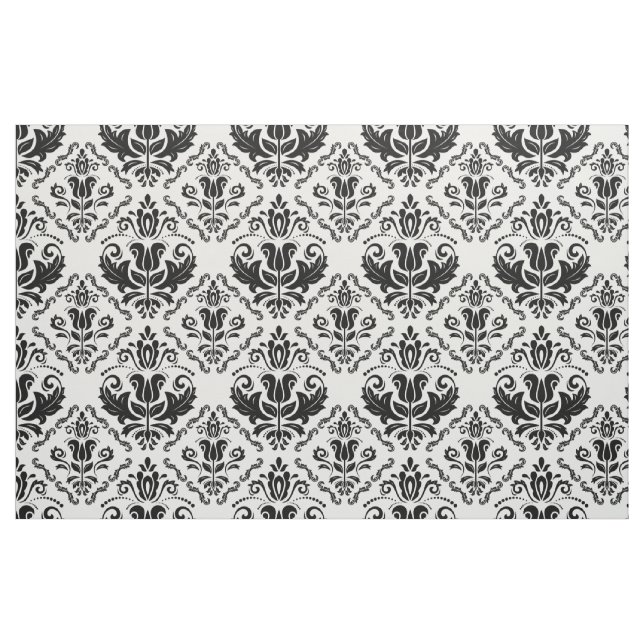 Elegantes Schwarzweiss-Damast-Muster Stoff (Fat Quarter (45,7 x 55,9 cm))