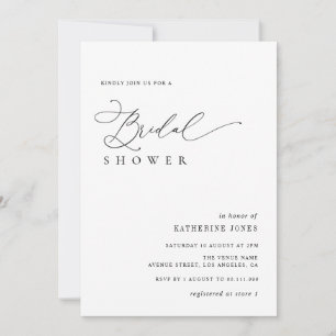 elegantes, schwarzweiß geschriebenes Brautparty Einladung