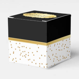 Elegantes Schwarzweiss mit Goldconfetti-Punkten Geschenkschachtel