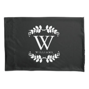 Elegantes Schwarzweiss-mit Monogramm Kissenbezug