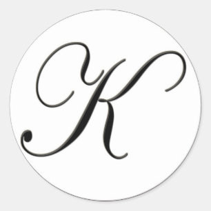Elegantes Schwarzweiss-Monogramm K Runder Aufkleber