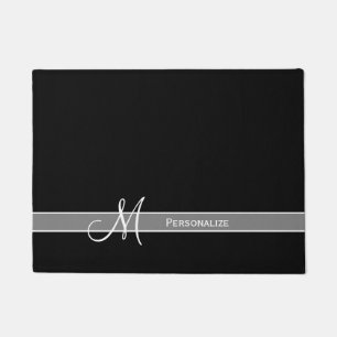 Elegantes Schwarzweiss-Monogramm mit Namen Fußmatte