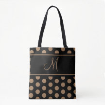 Elegantes Schwarzweiß Polka Dots Stripe Monogram T