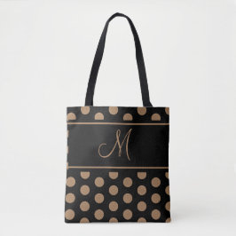 Elegantes Schwarzweiß Polka Dots Stripe Monogram T