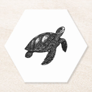 Elegantes Schwimmen Alte Wasserschildkröte Kopie Untersetzer