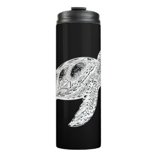 Elegantes Schwimmen Alte Wasserschildkröte Thermosbecher