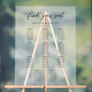 Elegantes Script 11 Tabelle Seating Chart Akryllis Acrylschild
