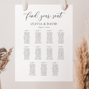 Elegantes Script 11 Tabelle Seating Chart Poster