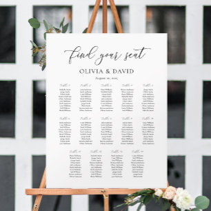 Elegantes Script 14 Table Seating Chart Poster