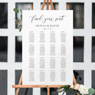 Elegantes Script 16 Tabelle Seating Chart Poster