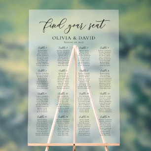 Elegantes Script 16 Table Seating Chart Akryllisch Acrylschild