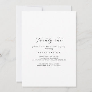 Elegantes Script 21. Geburtstag Party Einladung