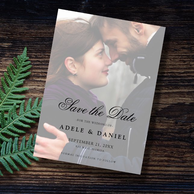 Elegantes Script 2 Sided Foto Save the Date Hochze (Von Creator hochgeladen)