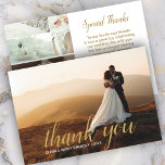Elegantes Script 3 Foto Wedding Dankeschön Card Dankeskarte<br><div class="desc">Elegantes Script 3 Foto Hochzeit Dankeschön Karte. Personalisieren Sie diese elegante Foto Hochzeit Dankeschön Karten mit Ihren eigenen Fotos und Text. Sie können das Design mit der Schaltfläche Design bearbeiten weiter bearbeiten.</div>