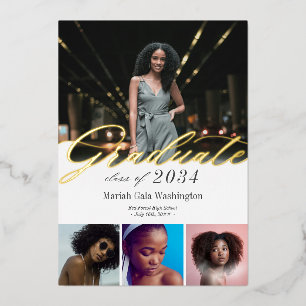 Elegantes Script 4 Foto Abschluss Ankündigung